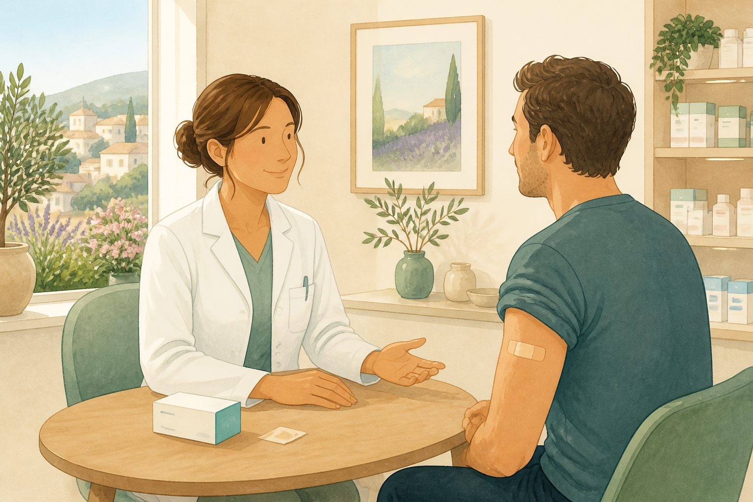 Illustration d’un échange après une vaccination en pharmacie